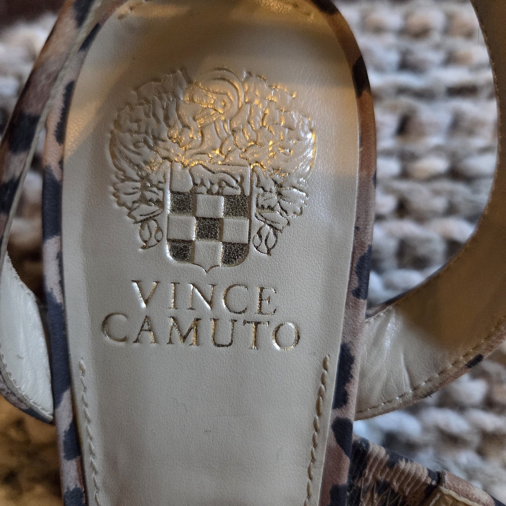 Vince Camuto Maylee Leopard Print Strappy Wedge Sandals - Picture 4 of 5